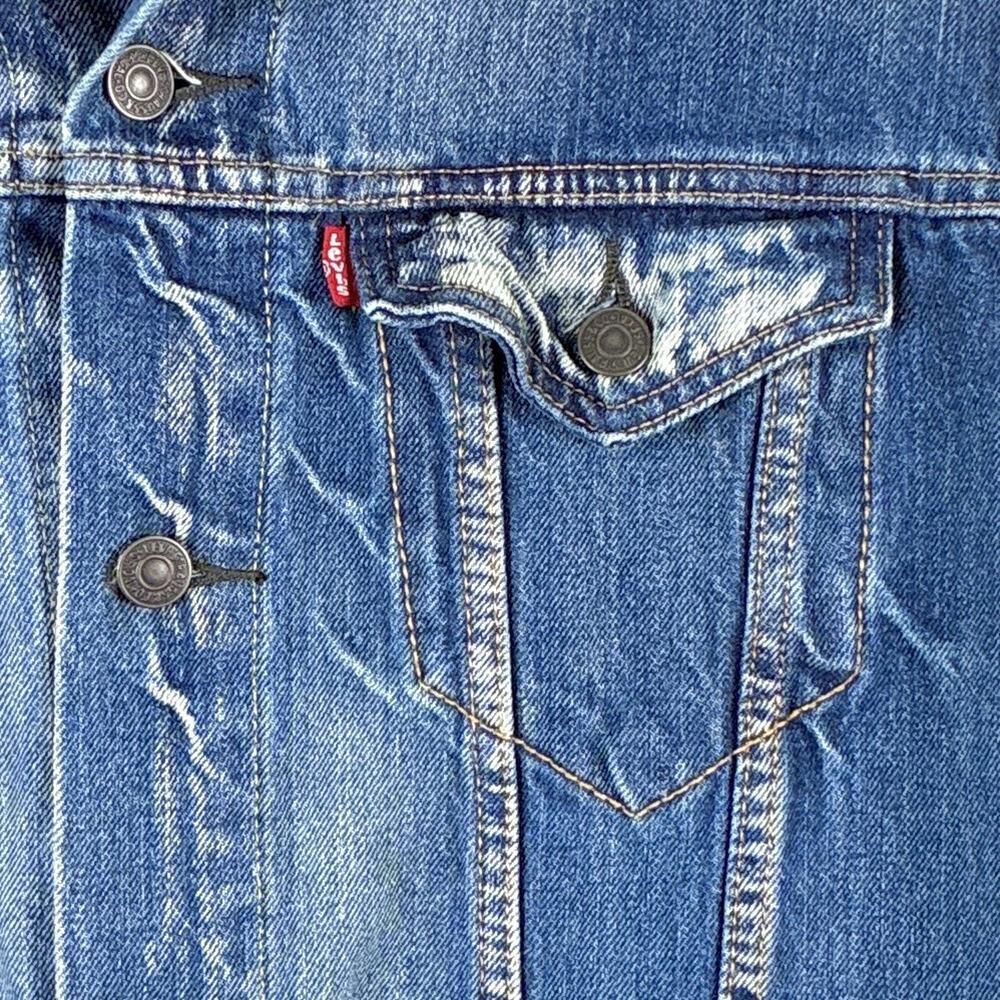 VTG Levis Trucker Jacket Mens L Denim Type 3 Faded Distressed Whiskered 72334 - Picture 8 of 14